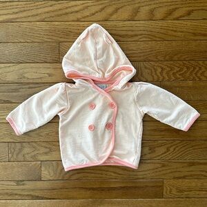 RENE ROFE Baby Girl Jacket with hood 3-6 months hoodie pink peach EUC